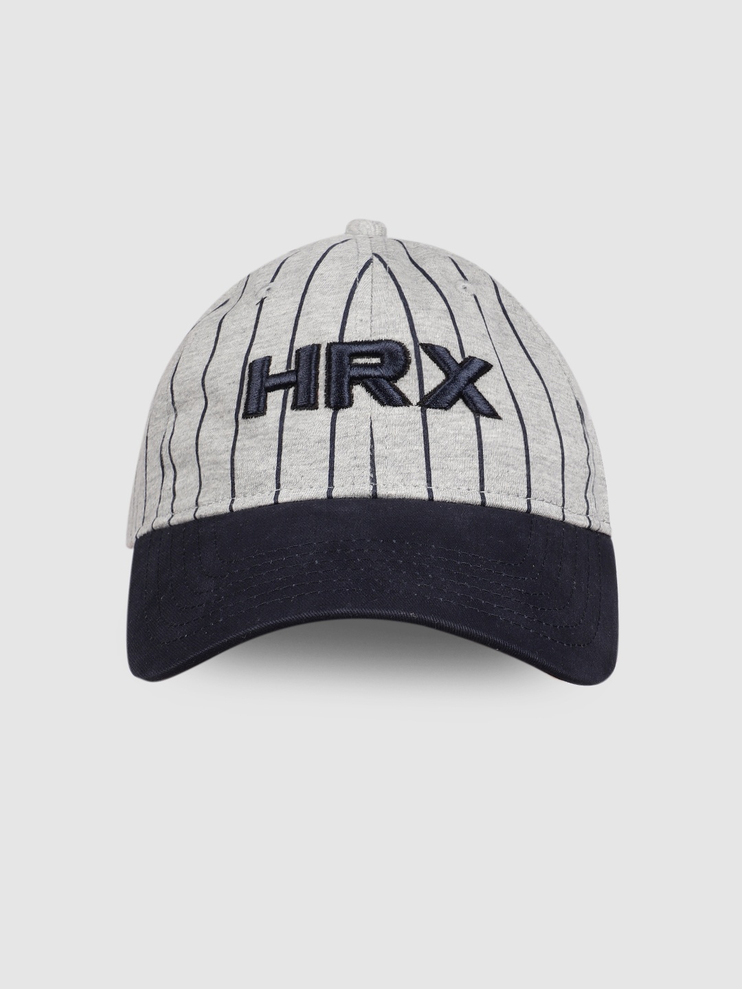 

HRX by Hrithik Roshan Unisex Grey & Navy Blue Striped Baseball Cap