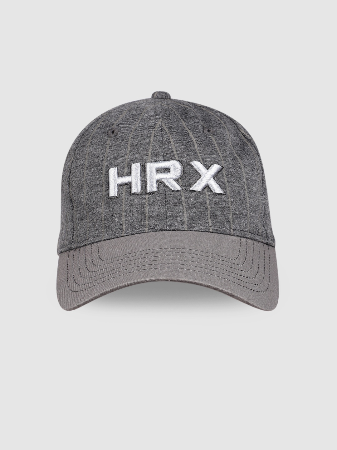 

HRX by Hrithik Roshan Unisex Dark Grey Striped Baseball Cap with Embroidered Detail