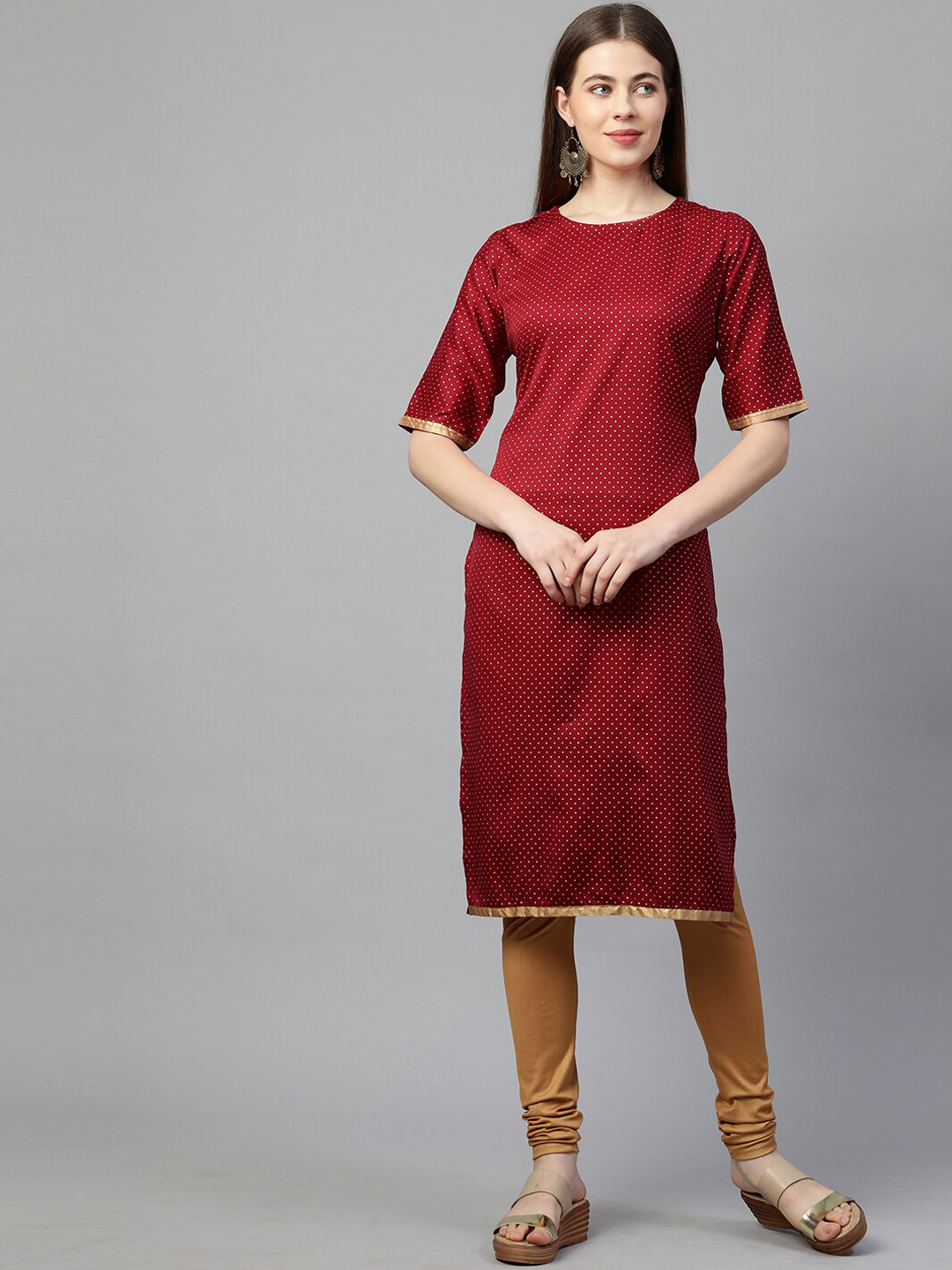 

KALINI Women Red Geometric Printed Kurta