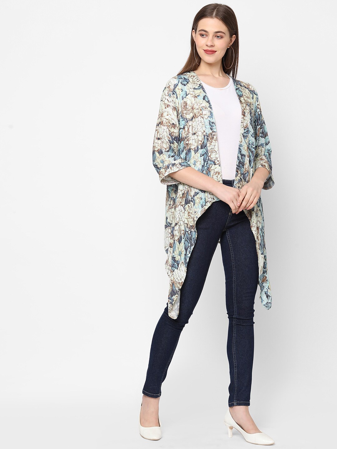 

Cloth Haus India Women Blue & Brown Printed Shrug