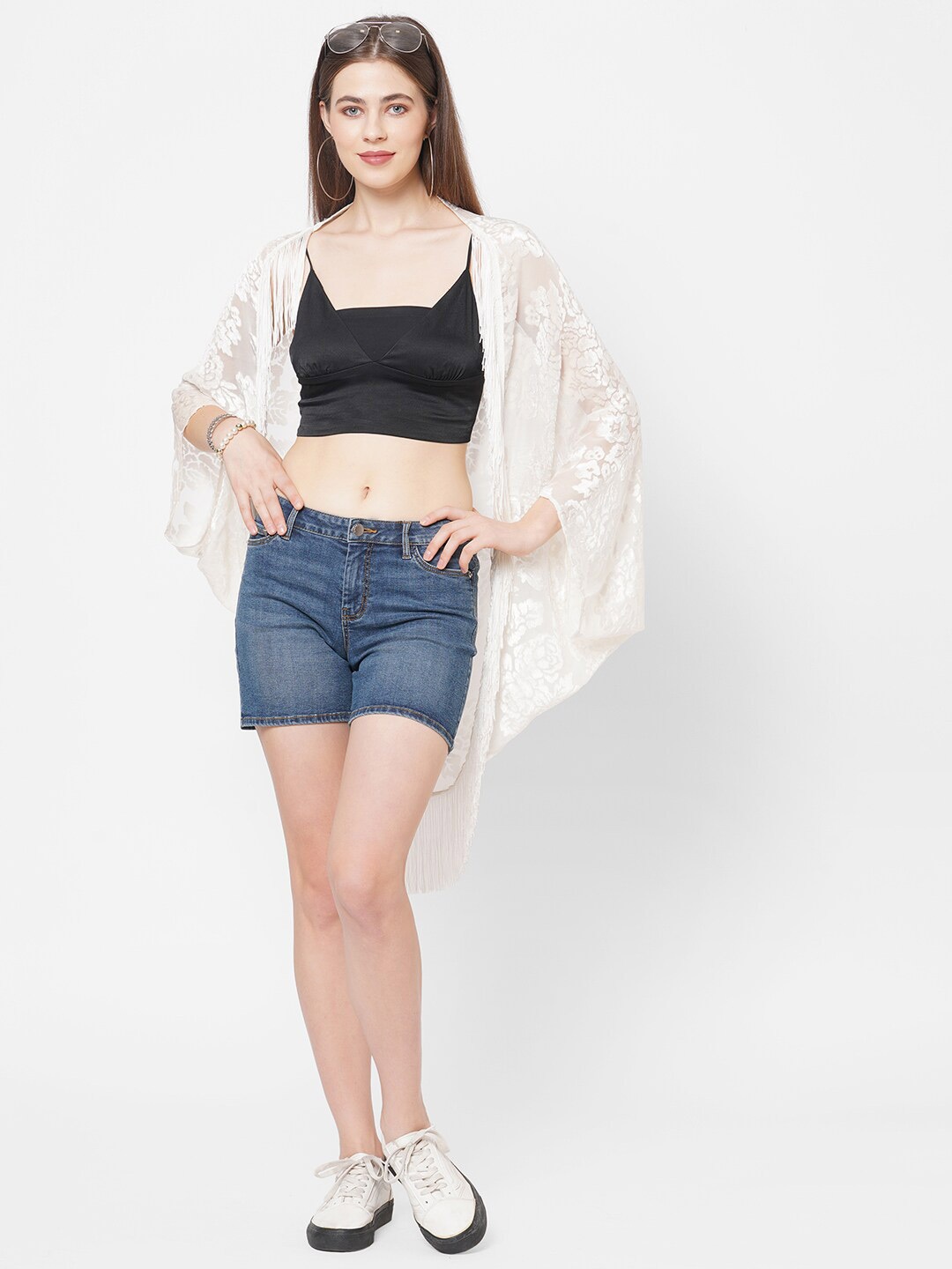 

Cloth Haus India Women White Printed Shrug