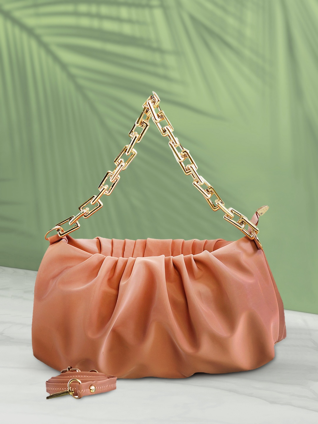 

Bellissa Nude-Coloured PU Structured Shoulder Bag with Tasselled