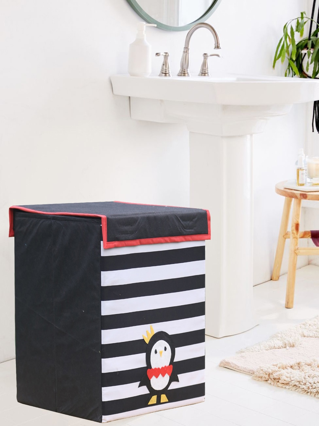 

Kids Clan Black & White Striped Storage Laundry box with Removable Lid