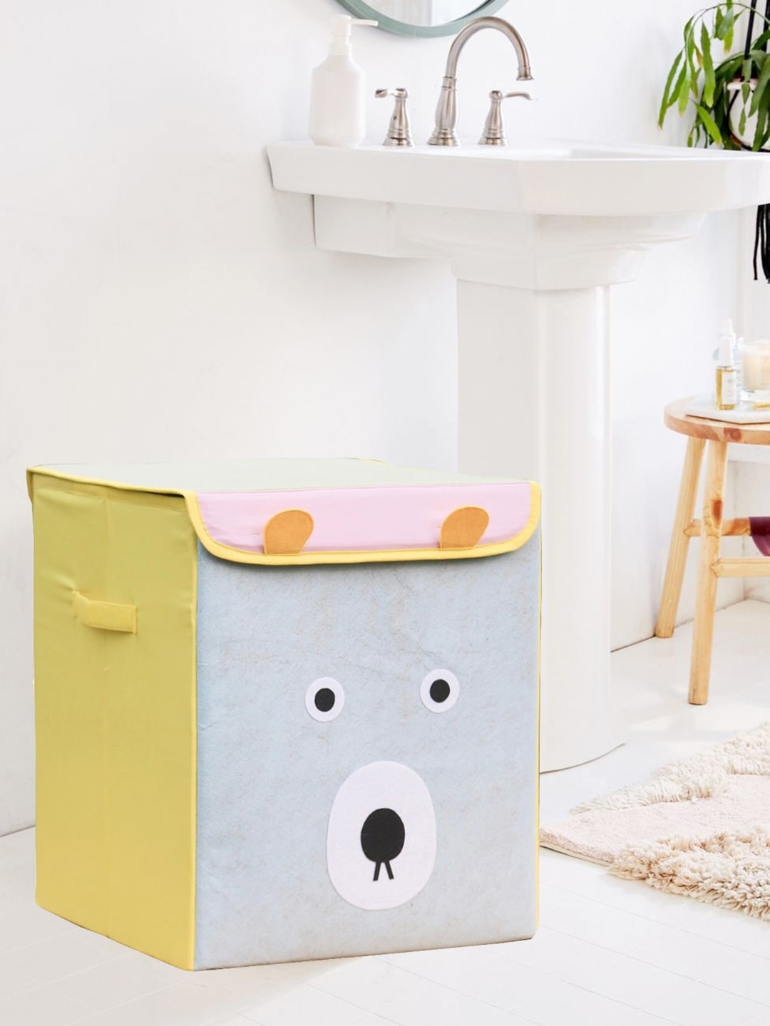 

Kids Clan Grey & Yellow Bear Printed Storage Cum Laundry Box With Removable Lid