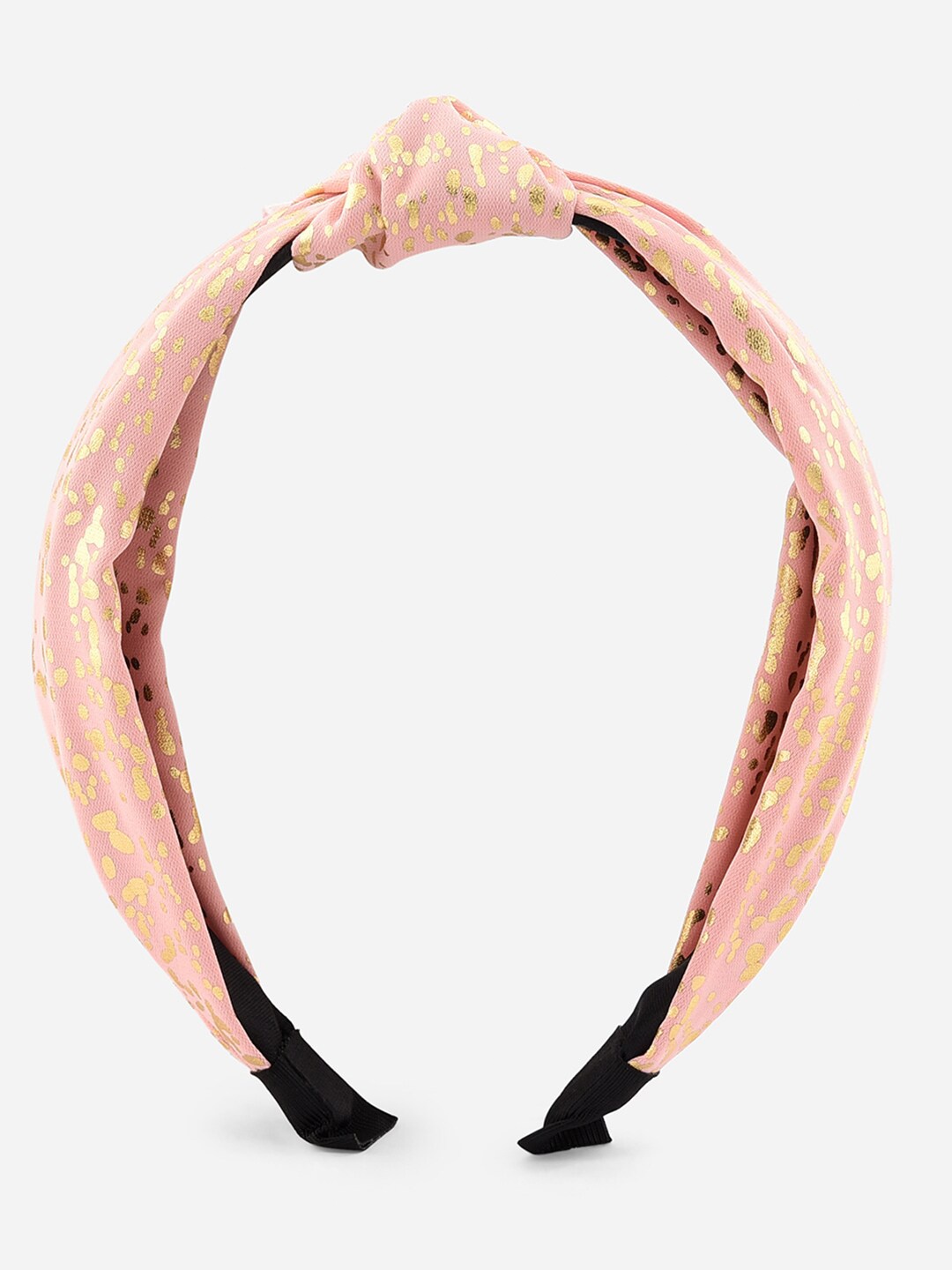 

ToniQ Women Pink & Gold-Toned Glitter Spray Printed Party Top Knot Hairband