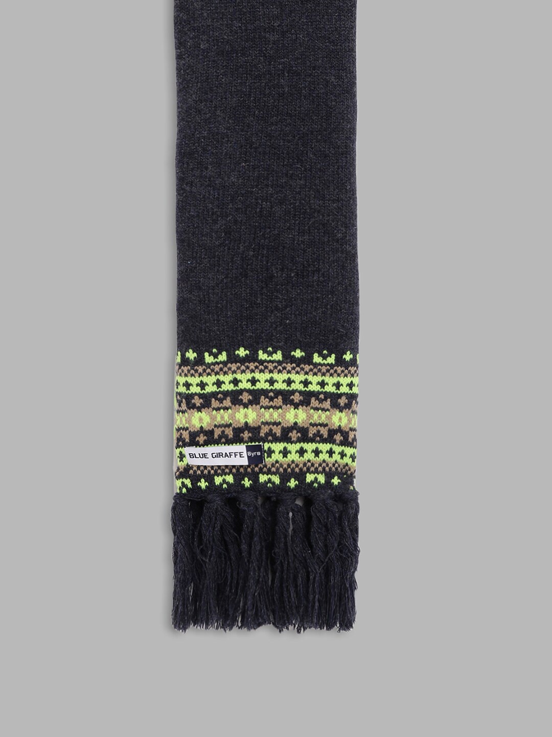 

Blue Giraffe Boys Black & Fluorescent Green Scarf