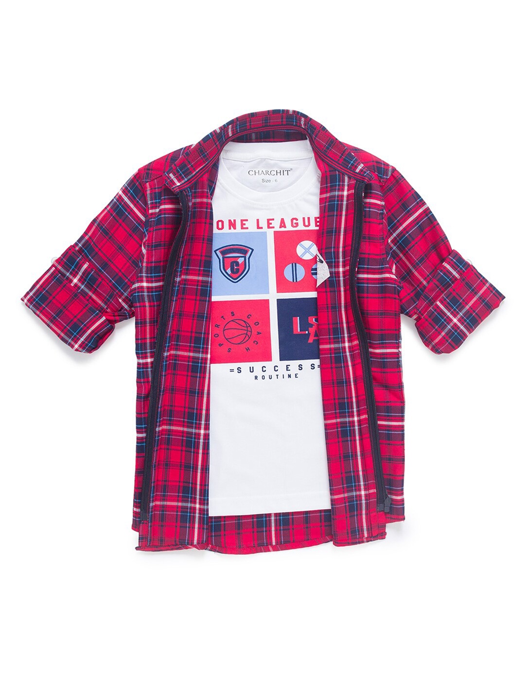

CHARCHIT Boys Red Checked Casual Shirt