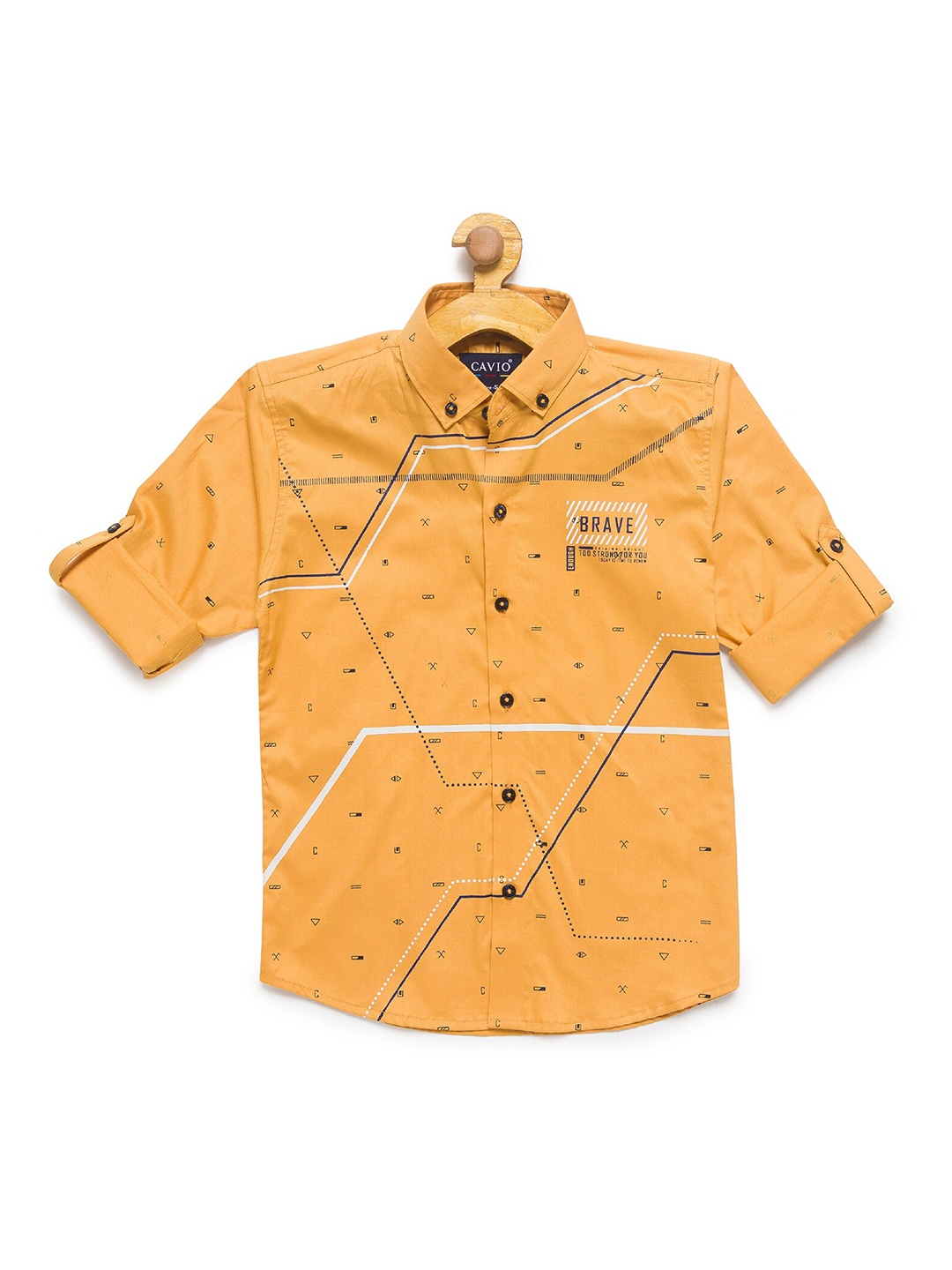 

CHARCHIT Boys Gold-Toned Geometric Printed Casual Shirt