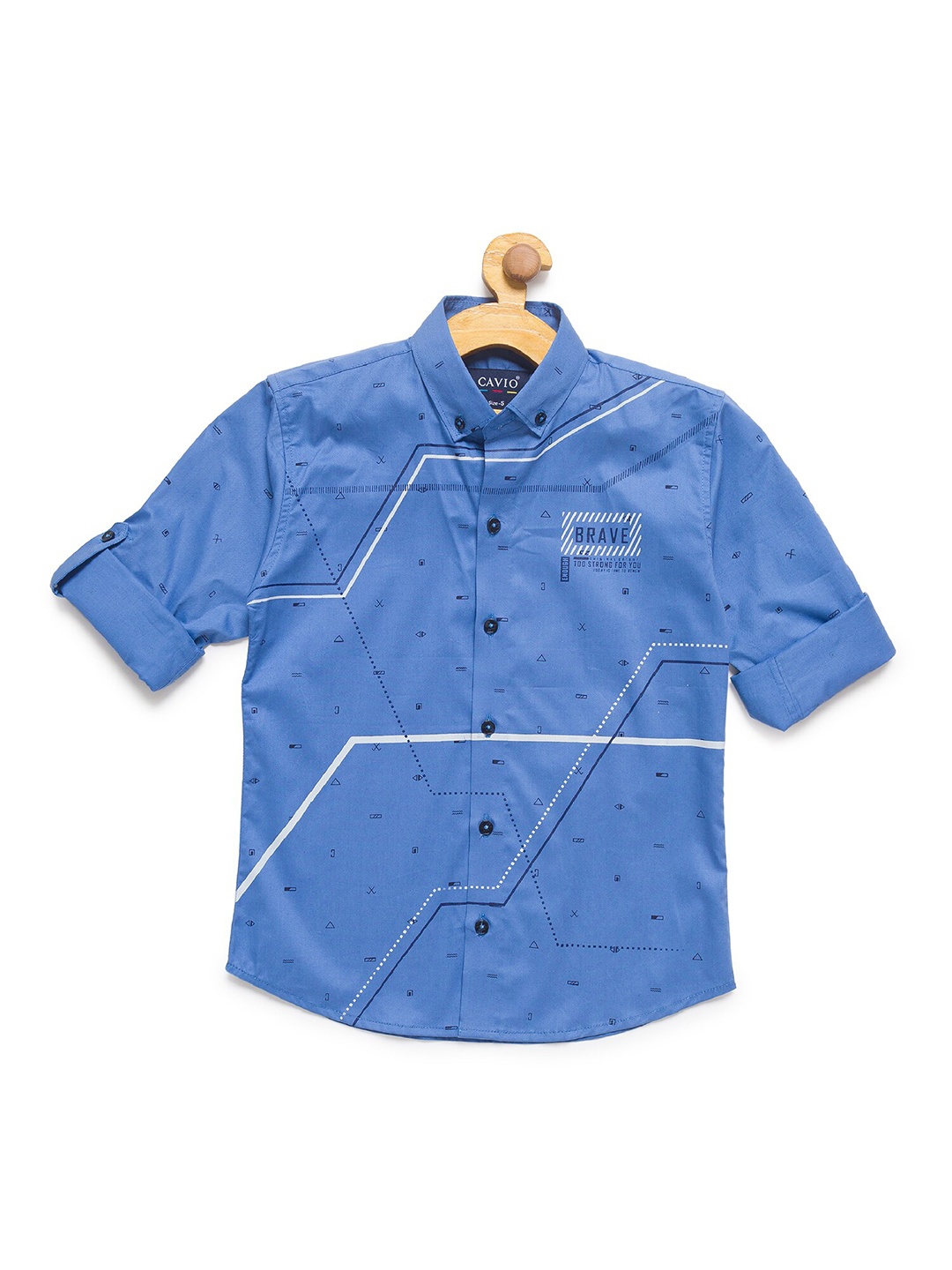 

CHARCHIT Boys Blue Printed Casual Shirt