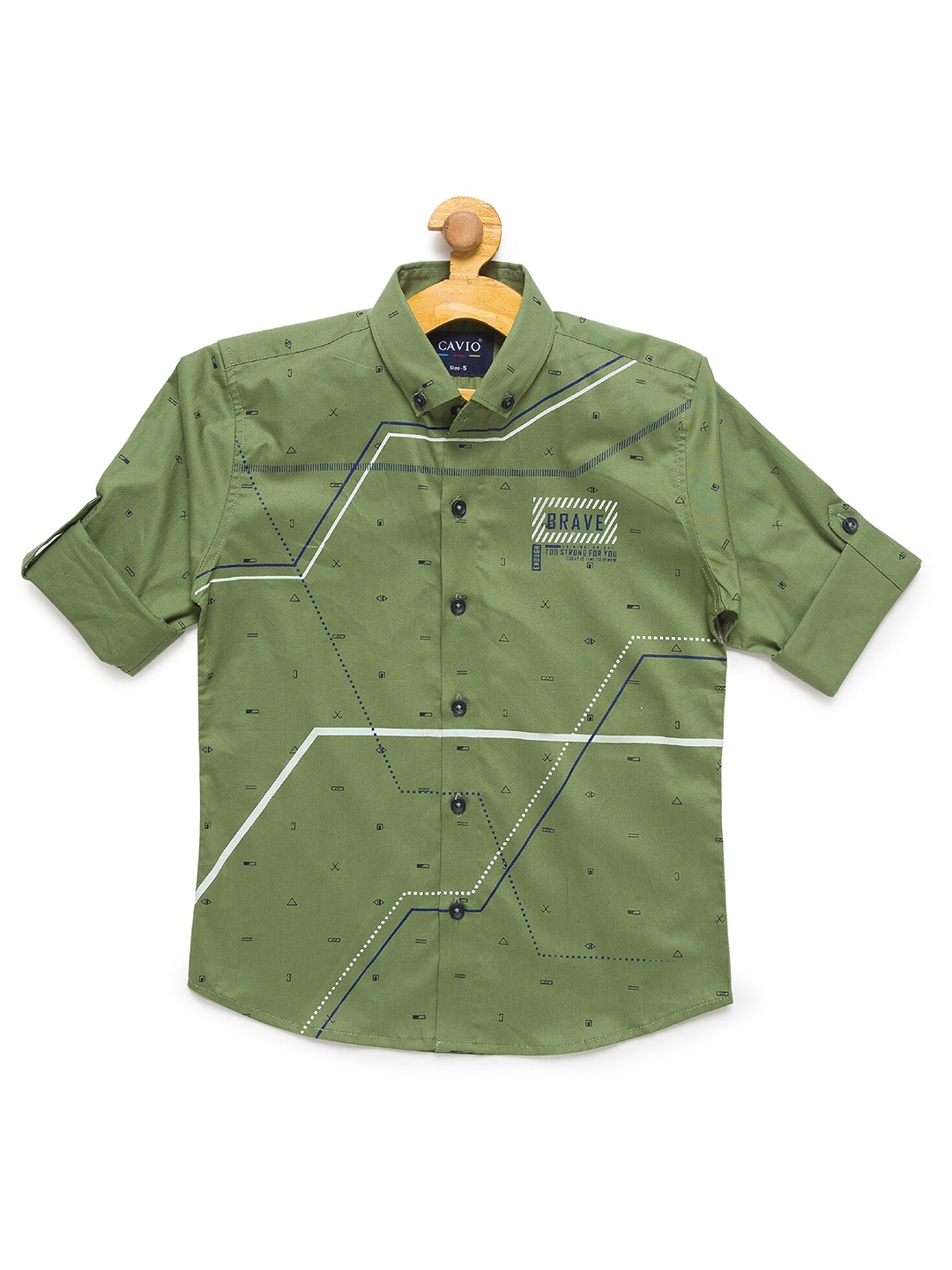 

CHARCHIT Boys Green Printed Casual Shirt