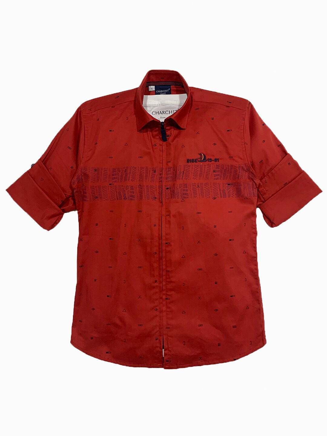 

CHARCHIT Boys Maroon Printed Casual Shirt