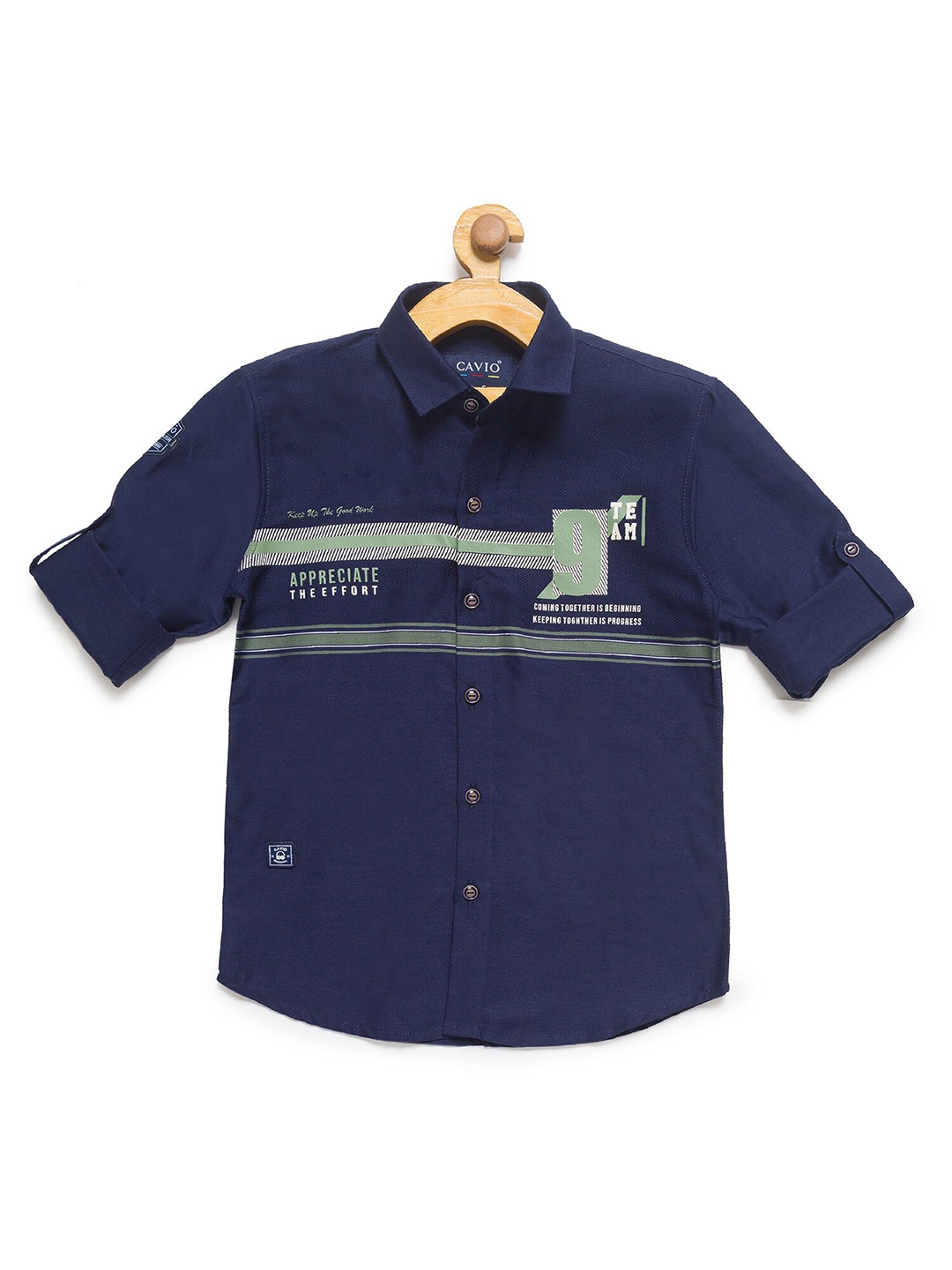 

CHARCHIT Boys Navy Blue Printed Casual Shirt