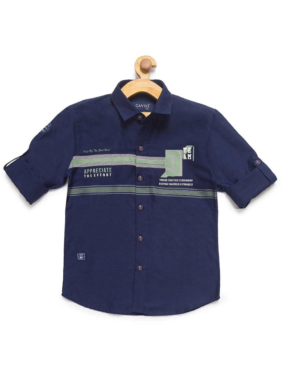 

CHARCHIT Boys Navy Blue & Green Regular Fit Printed Casual Shirt