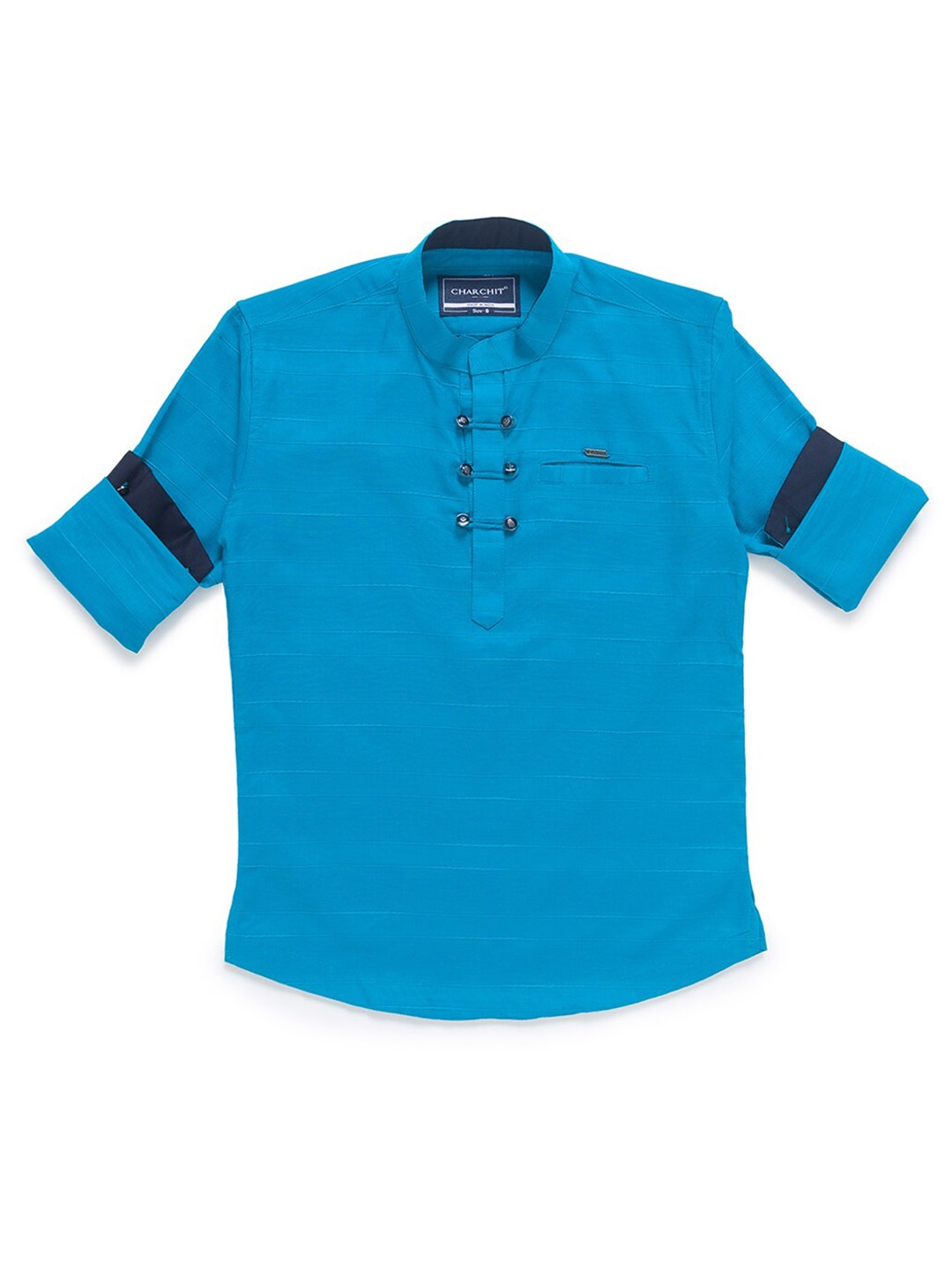 

CHARCHIT Boys Blue Regular Fit Casual Kurta Style Shirt