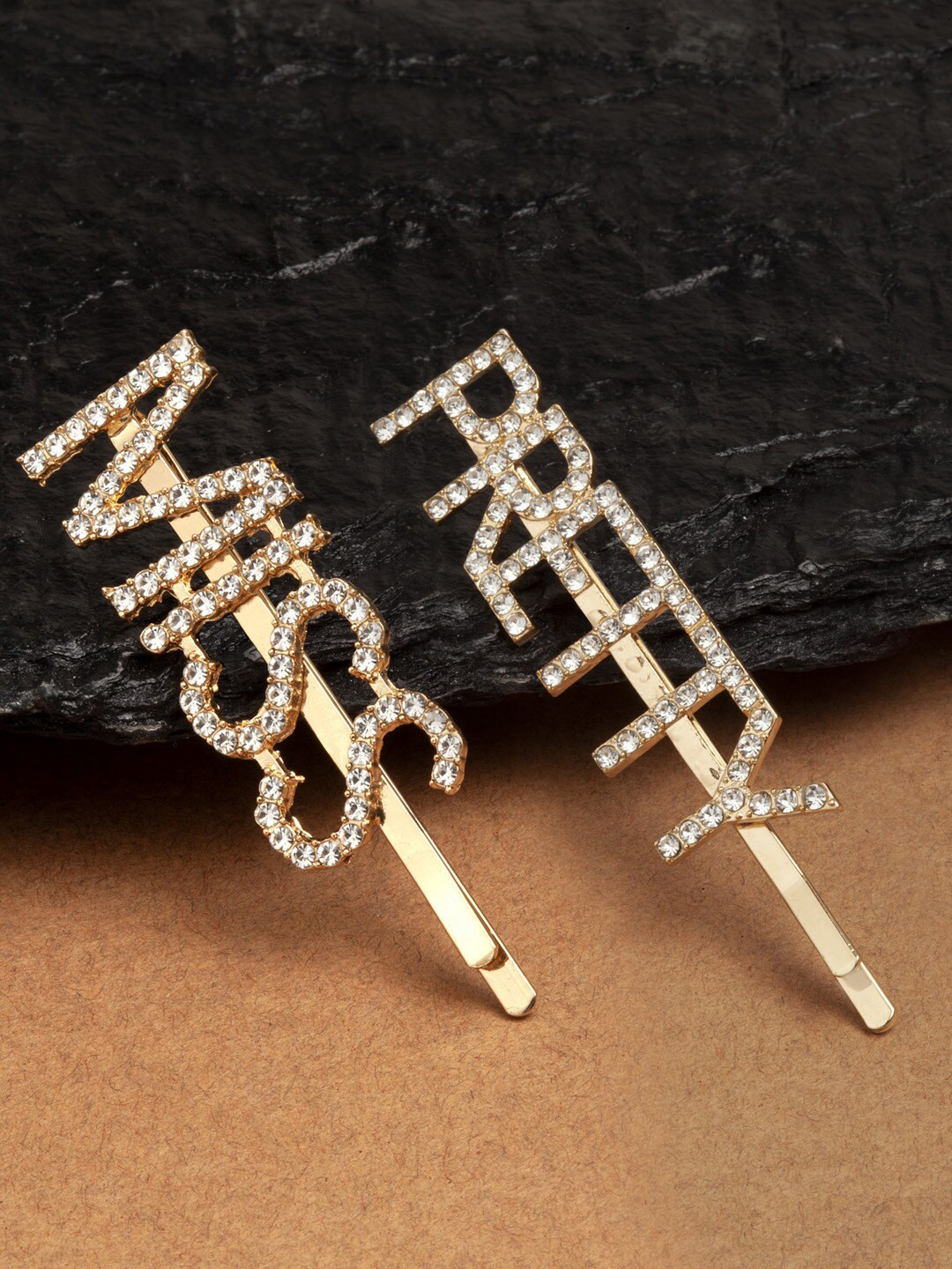 

Ferosh Women Gold-Toned & White Set of 2 Embellished Hair Accessory Set