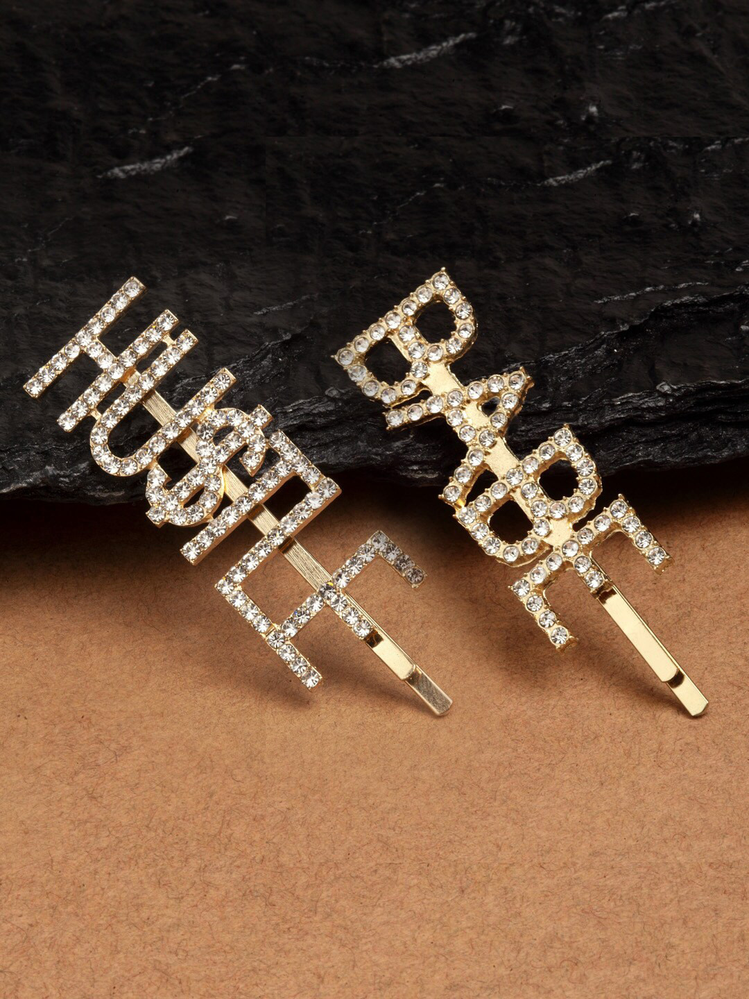 

Ferosh Women Pack Of 2 Gold-Toned Hustle Babe Hair Pins