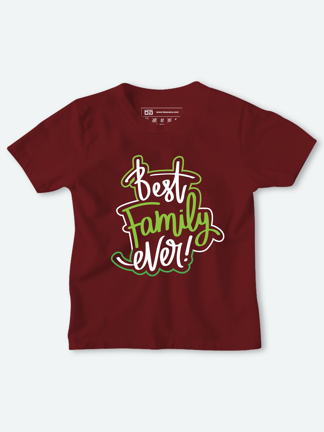 

BE AWARA Kids Maroon Typography Printed T-shirt