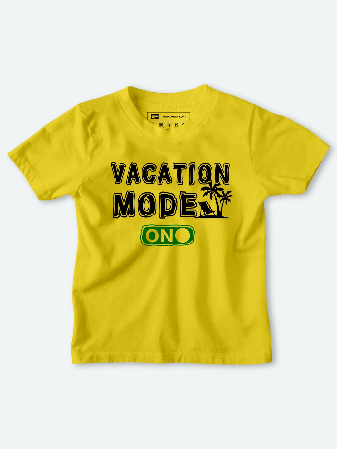 BE AWARA Kids Yellow & Black Typography Printed Cotton T-shirt