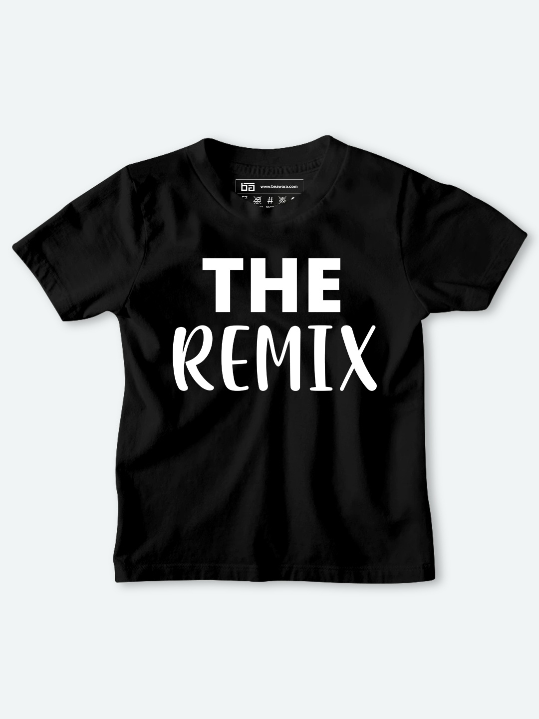 BE AWARA Kids Black Typography Printed Applique T-shirt