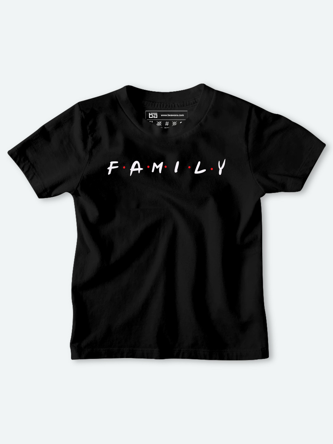 

BE AWARA Kids Black Typography Printed Applique T-shirt