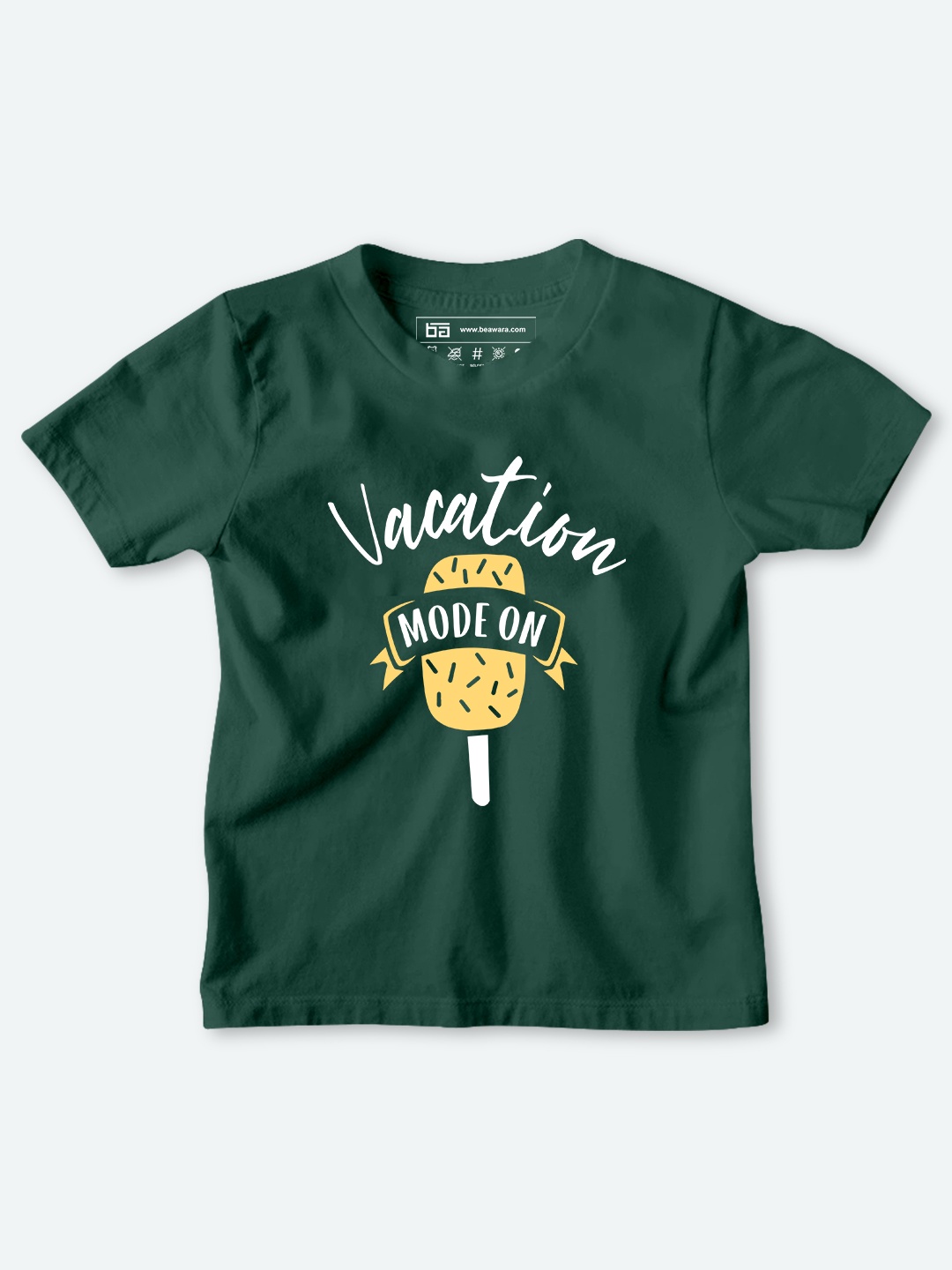 

BE AWARA Kids Green Typography Printed T-shirt