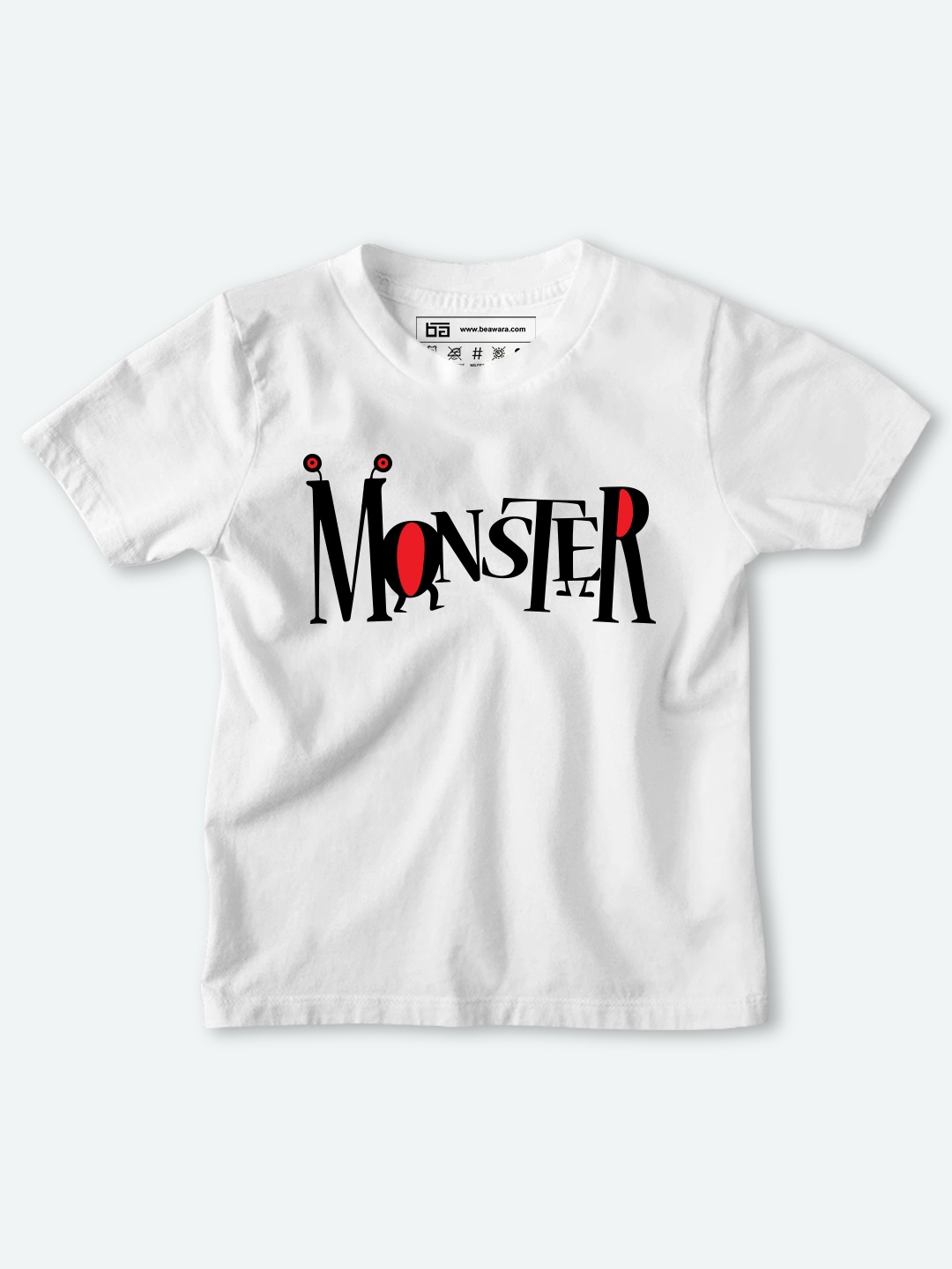 BE AWARA Kids White & Black Typography Printed Cotton T-shirt