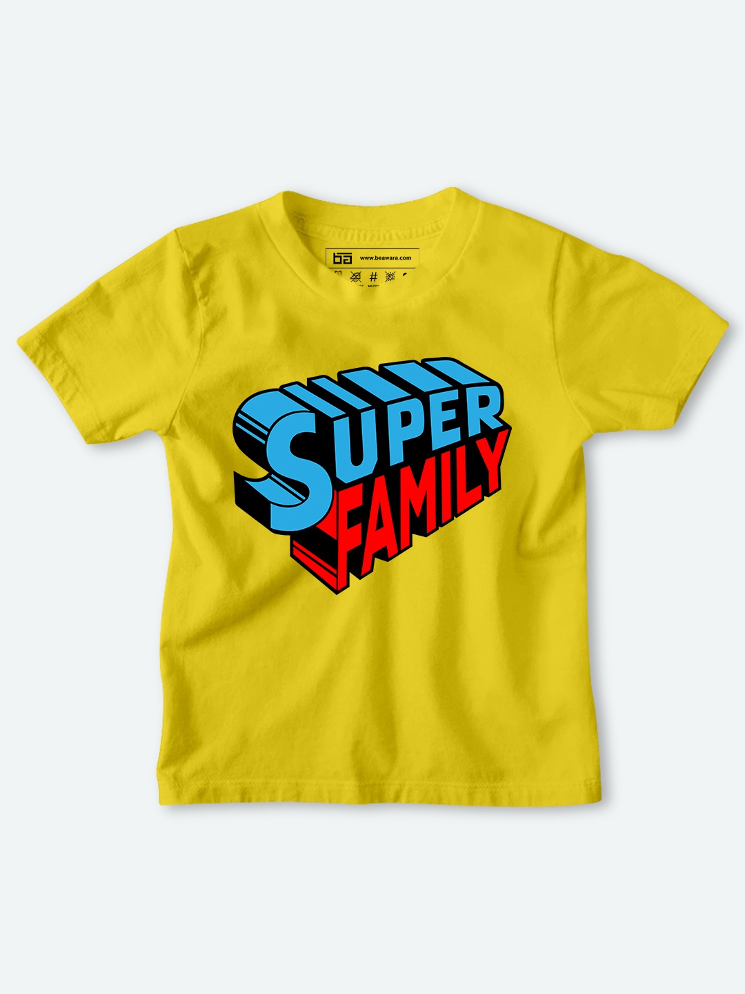 

BE AWARA Kids Yellow Typography Printed T-shirt