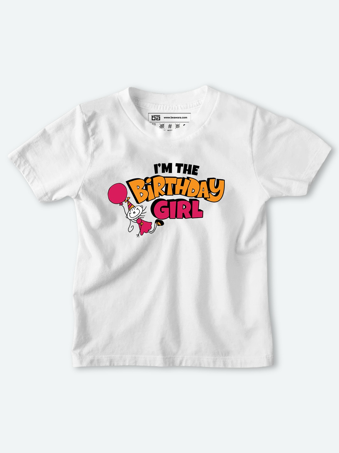 BE AWARA Kids White Typography Printed T-shirt