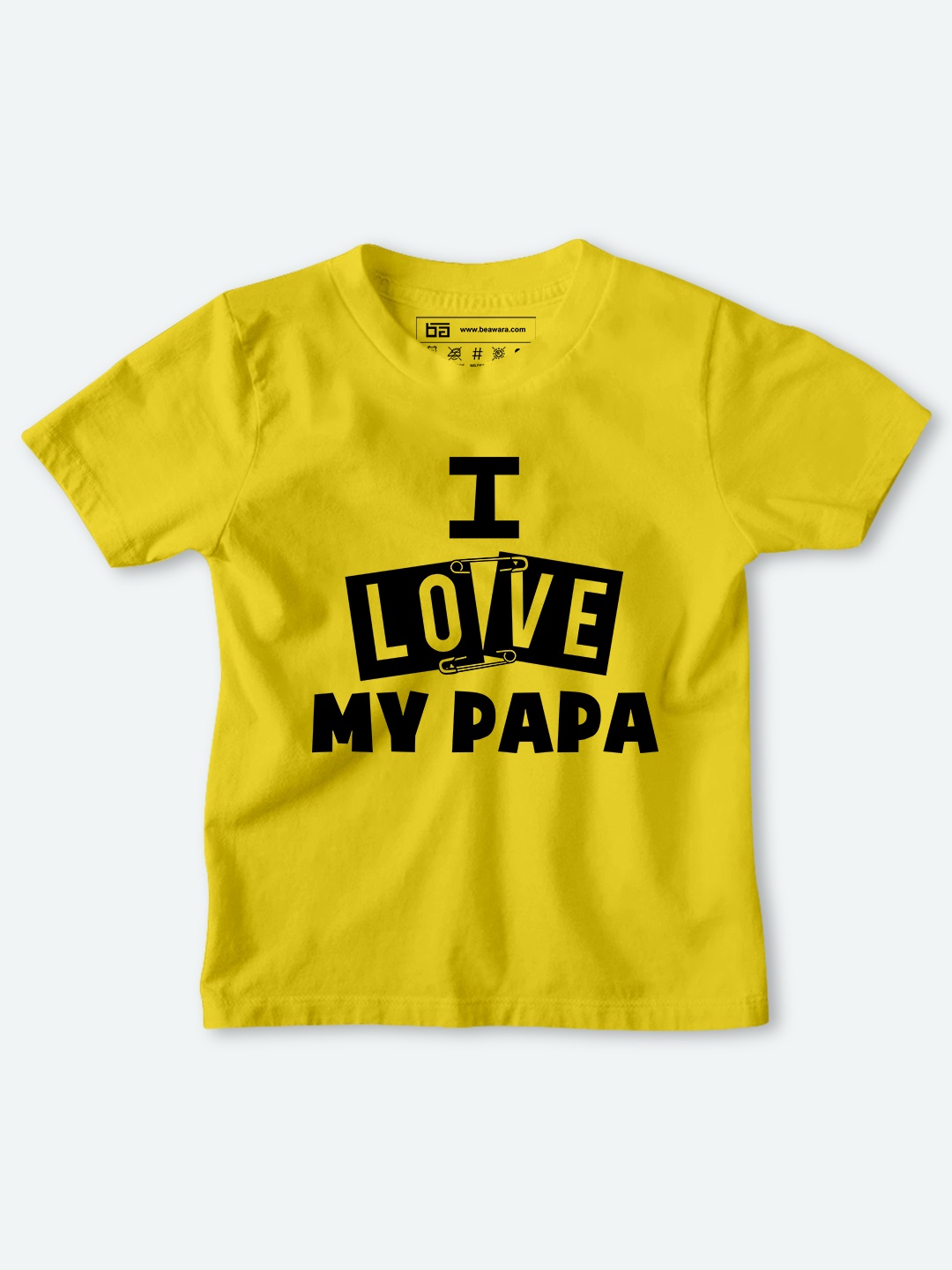 

BE AWARA Kids Yellow & Black Typography Printed Cotton T-shirt