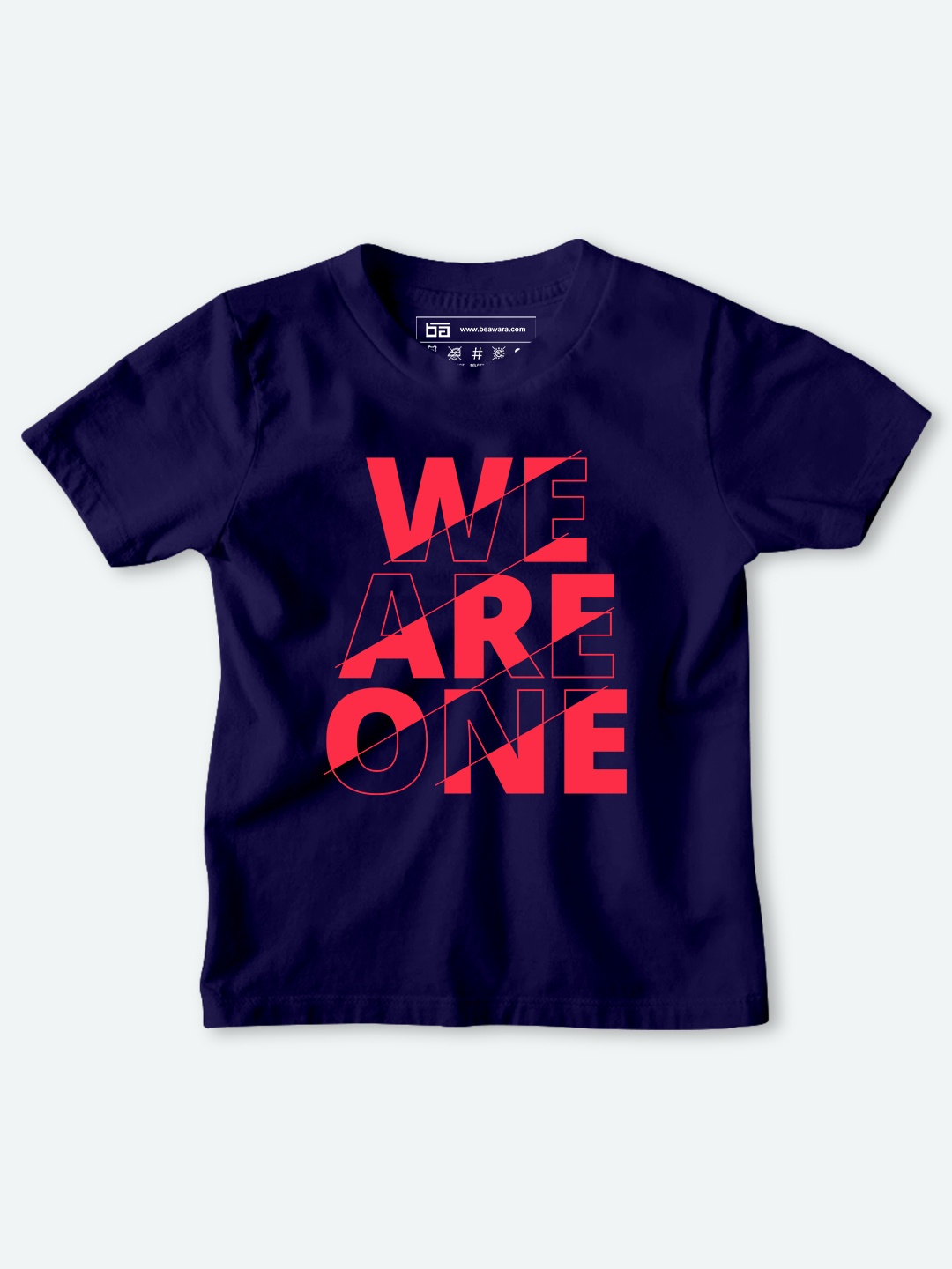 

BE AWARA Kids Navy Blue & Pink Typography Printed Cotton T-shirt
