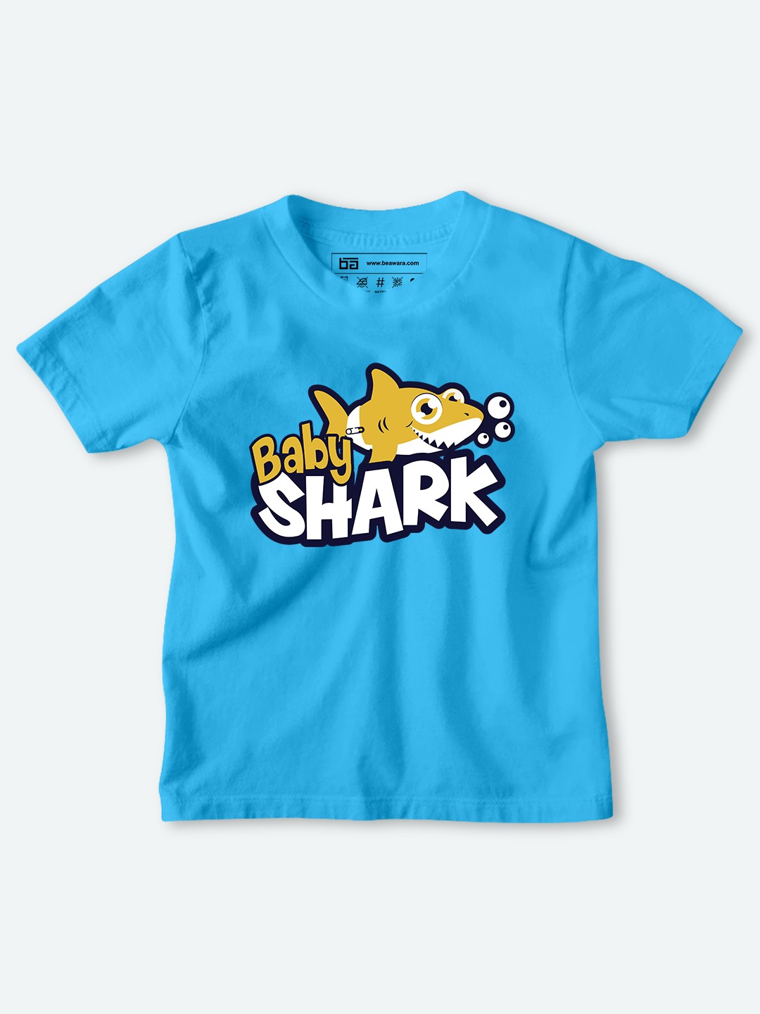 

BE AWARA Kids Blue & White Typography Printed Cotton T-shirt
