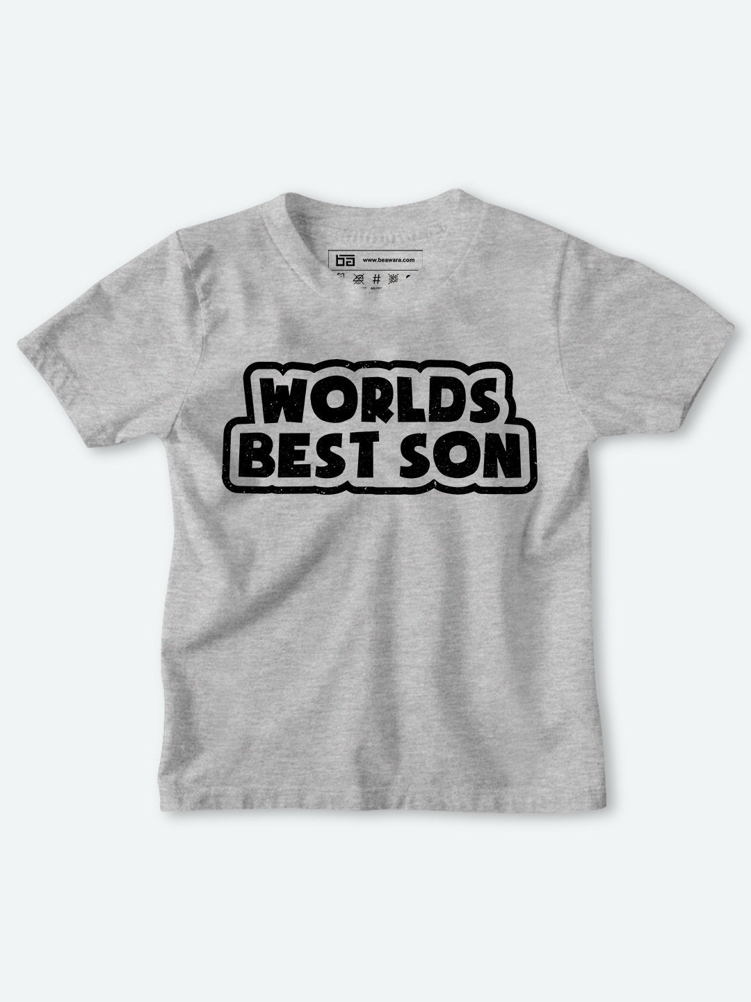

BE AWARA Kids Grey Melange & Black Typography Printed Cotton T-shirt