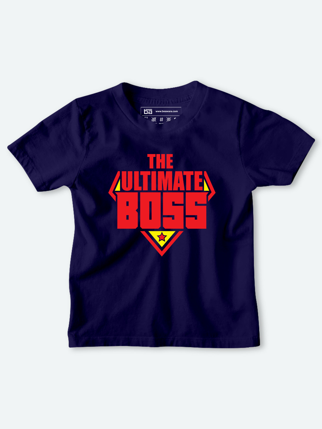 

BE AWARA Kids Navy Blue Typography Printed T-shirt