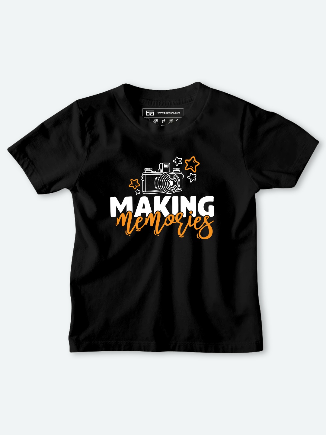 

BE AWARA Kids Black & White Typography Printed Cotton T-shirt