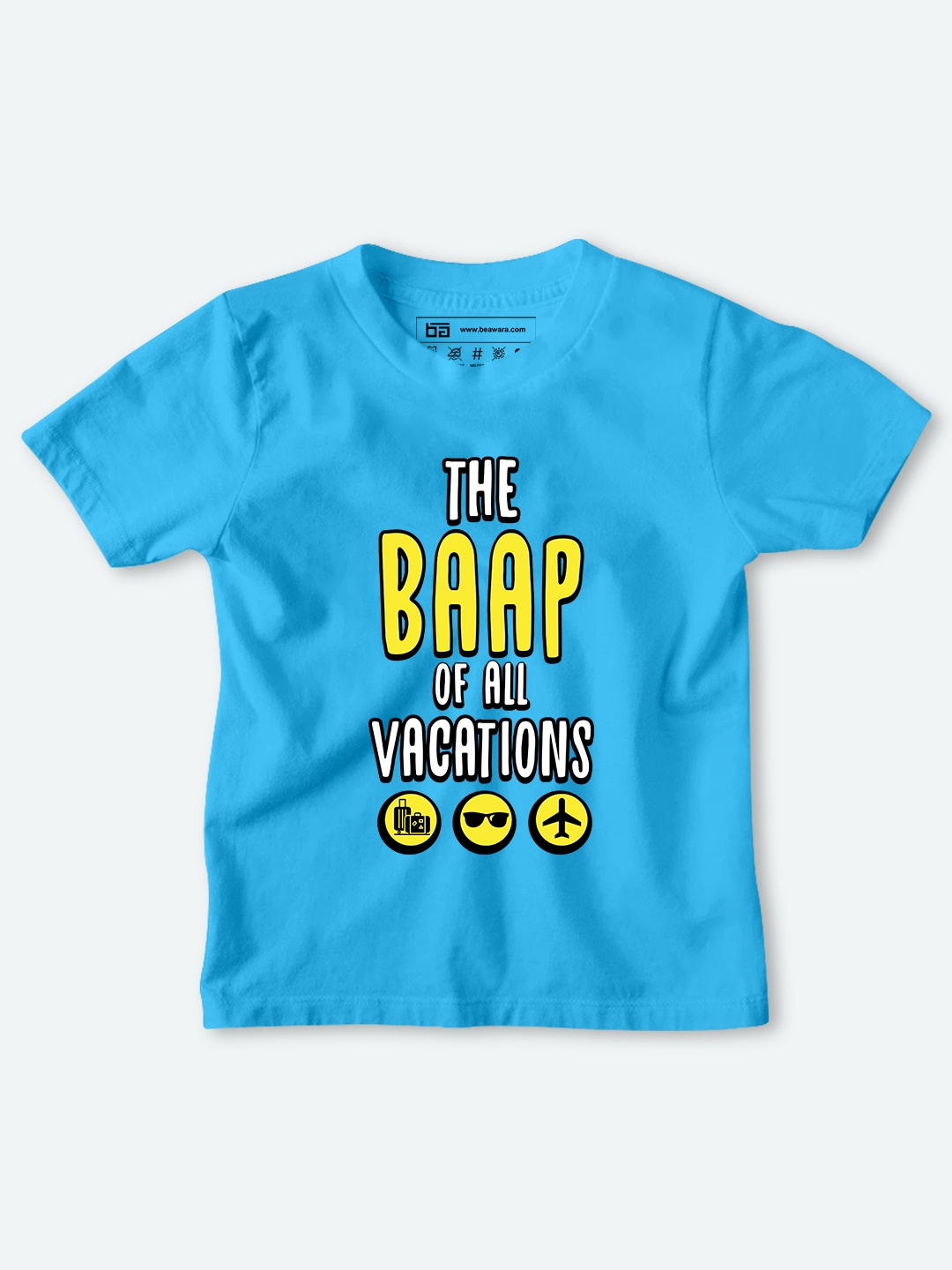 

BE AWARA Kids Turquoise Blue Typography Printed Applique T-shirt
