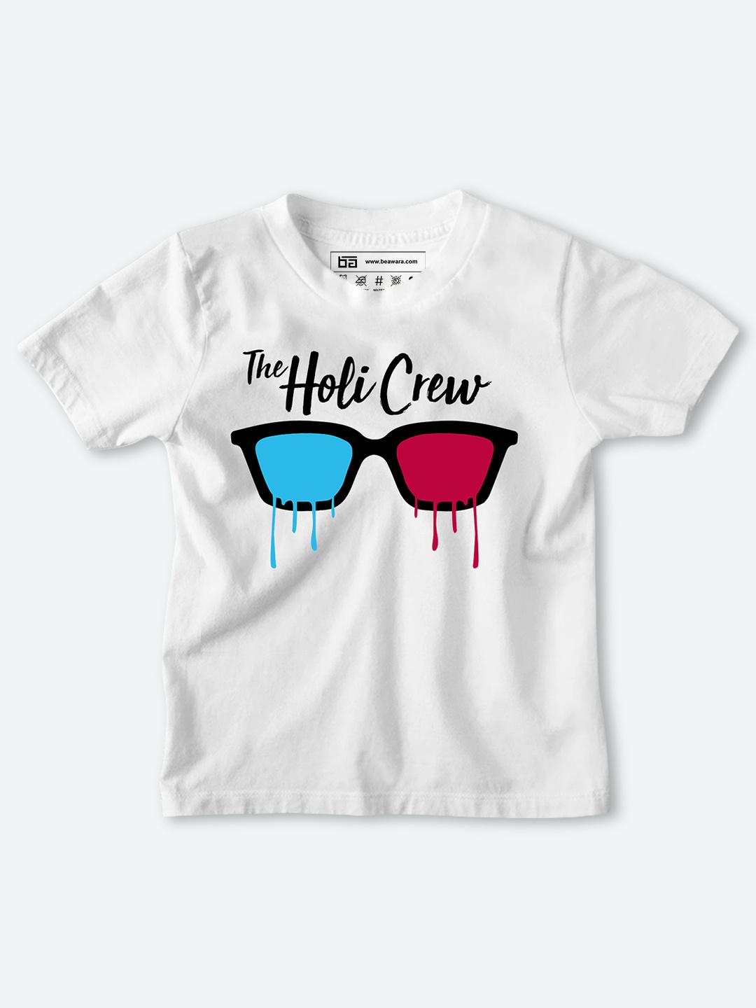 

BE AWARA Kids White & Red Typography Printed Cotton T-shirt