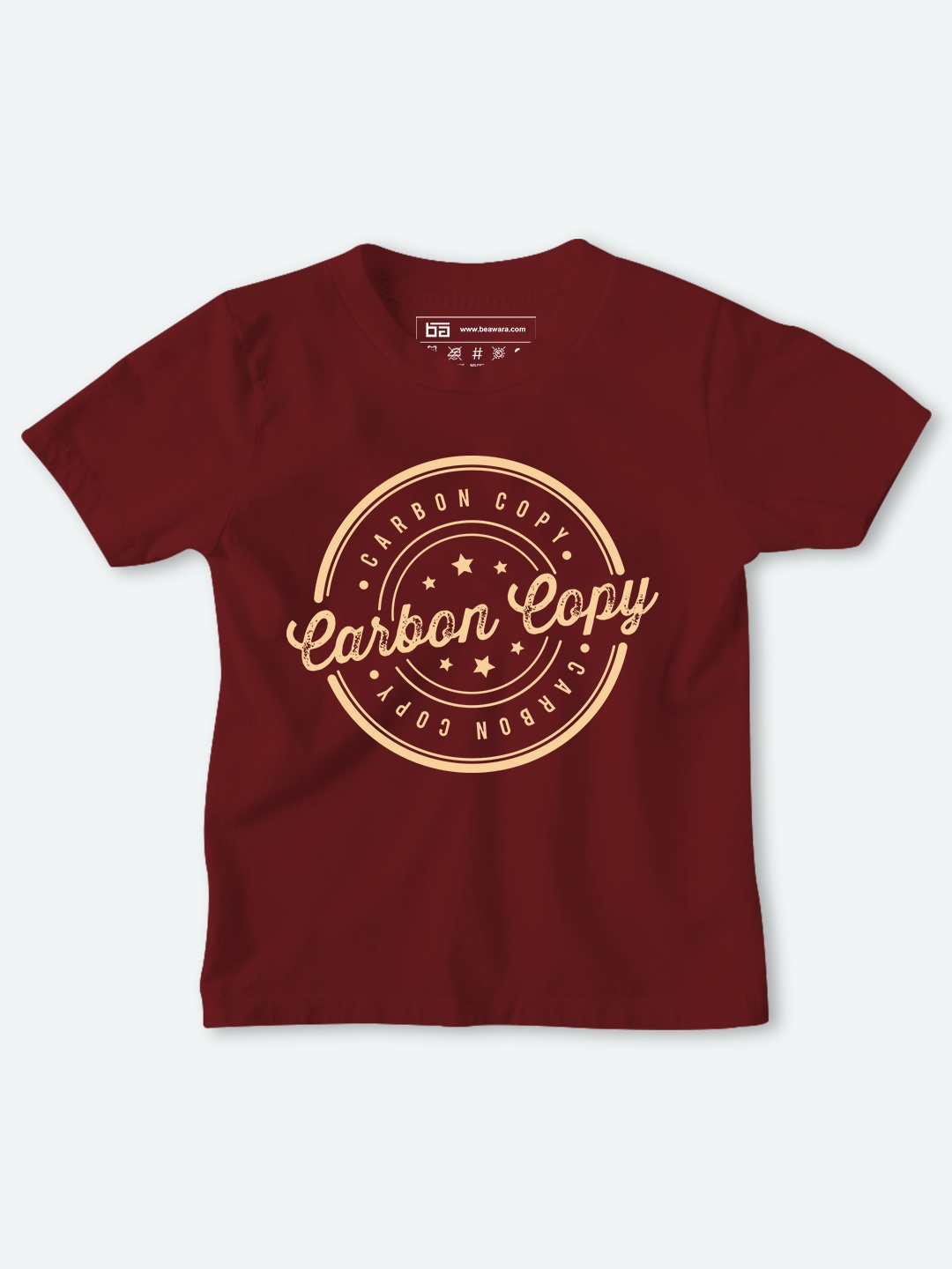 

BE AWARA Kids Maroon Typography Printed T-shirt