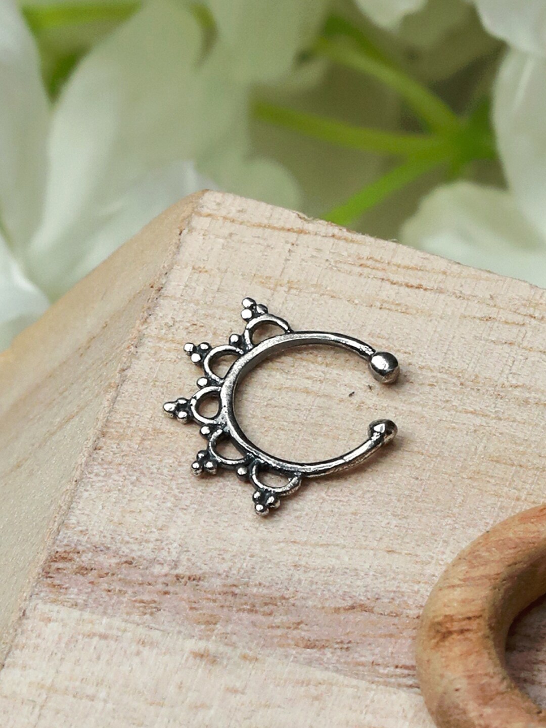 

SHEER by Priyaasi 92.5 Sterling Silver Oxidised Septum Nose Ring