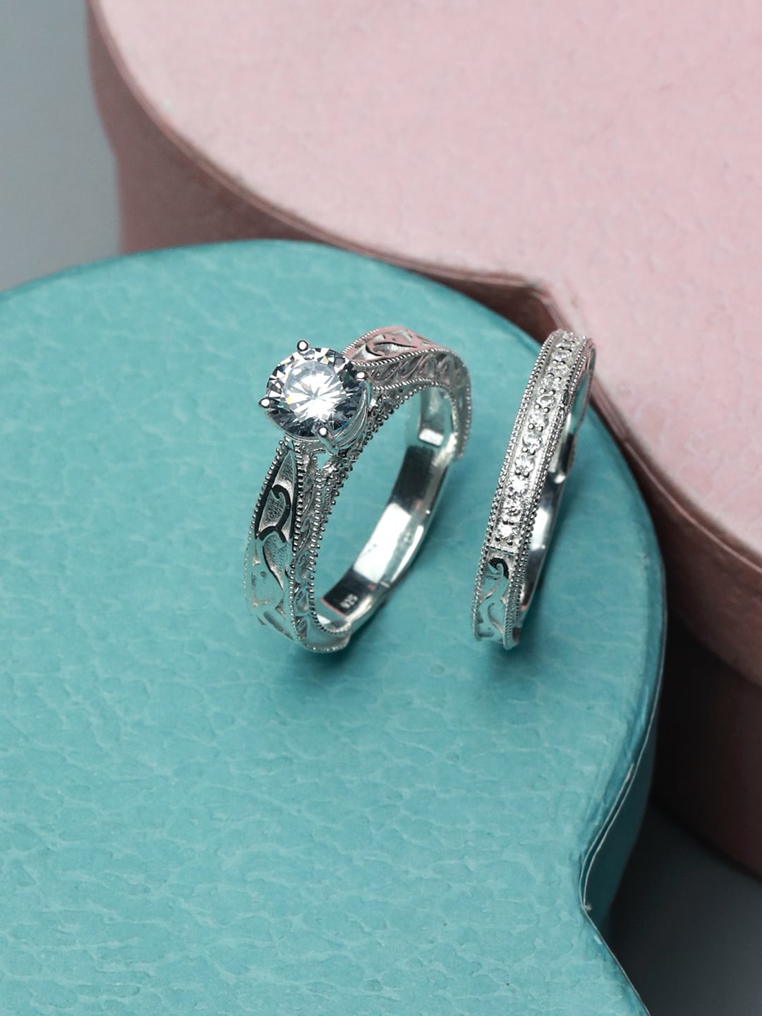 

SHEER by Priyaasi 925 Sterling Silver Solitaire Stack Rings