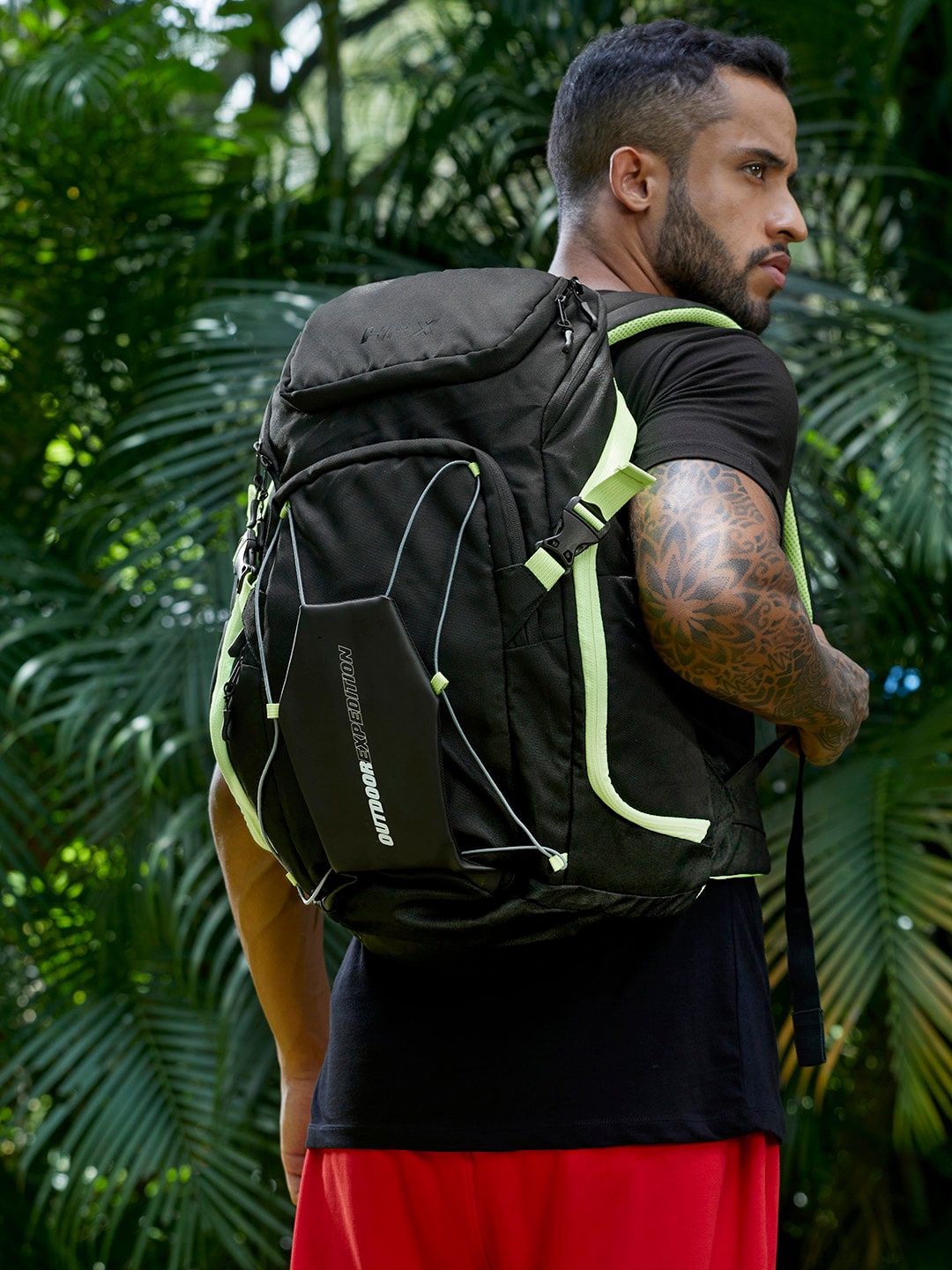 

HRX by Hrithik Roshan Unisex Black & Fluorescent Green Typography Print Backpack