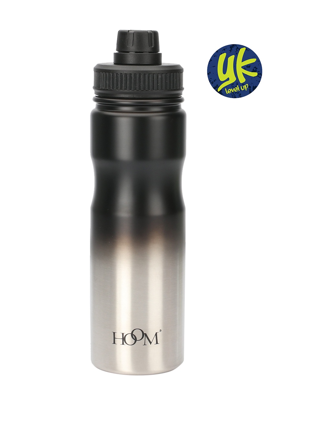 

YK Gradient Black & Silver-Toned Effect Vacuum Stainless Steel Sports Water Bottle 600ml