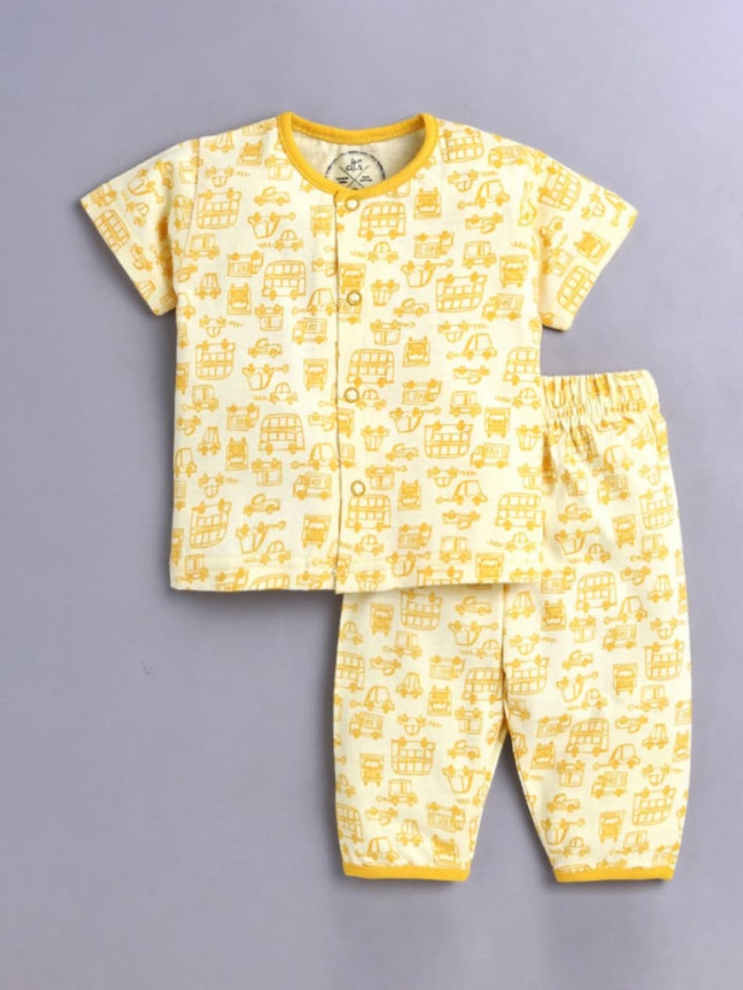 

Clt.s Kids Yellow Printed Pure Cotton Night suit