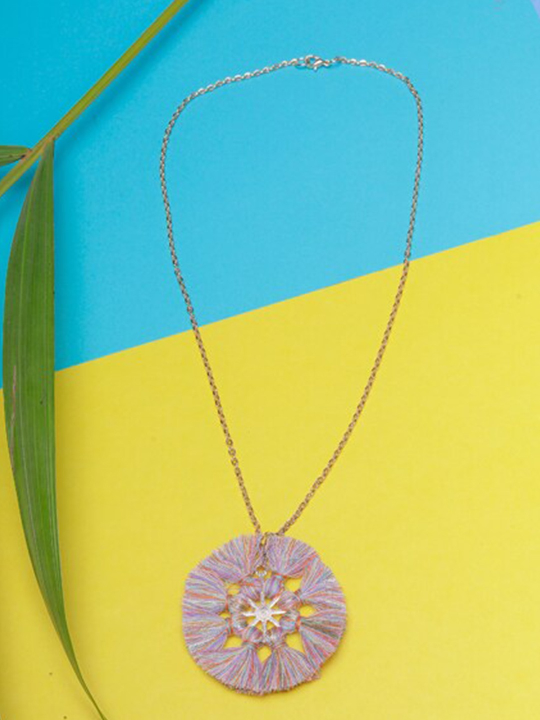 

DIVA WALK Gold-Toned & Pink Brass Gold-Plated Necklace