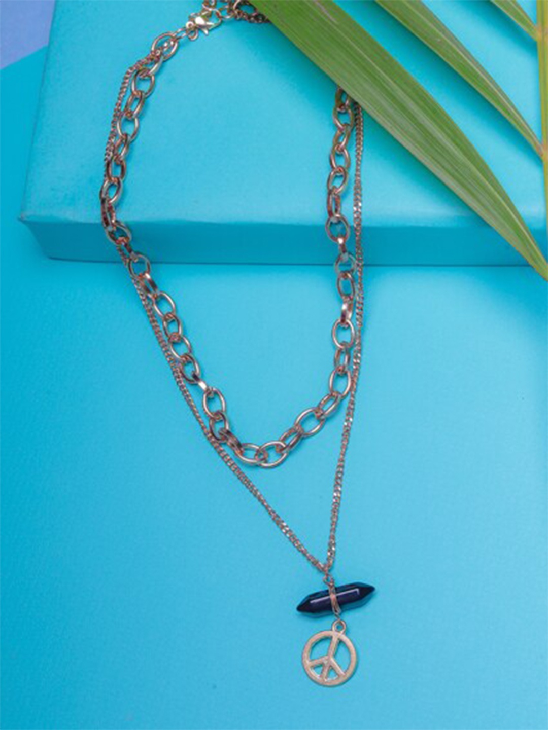 

DIVA WALK Rose Gold & Black Brass Rose Gold-Plated Necklace