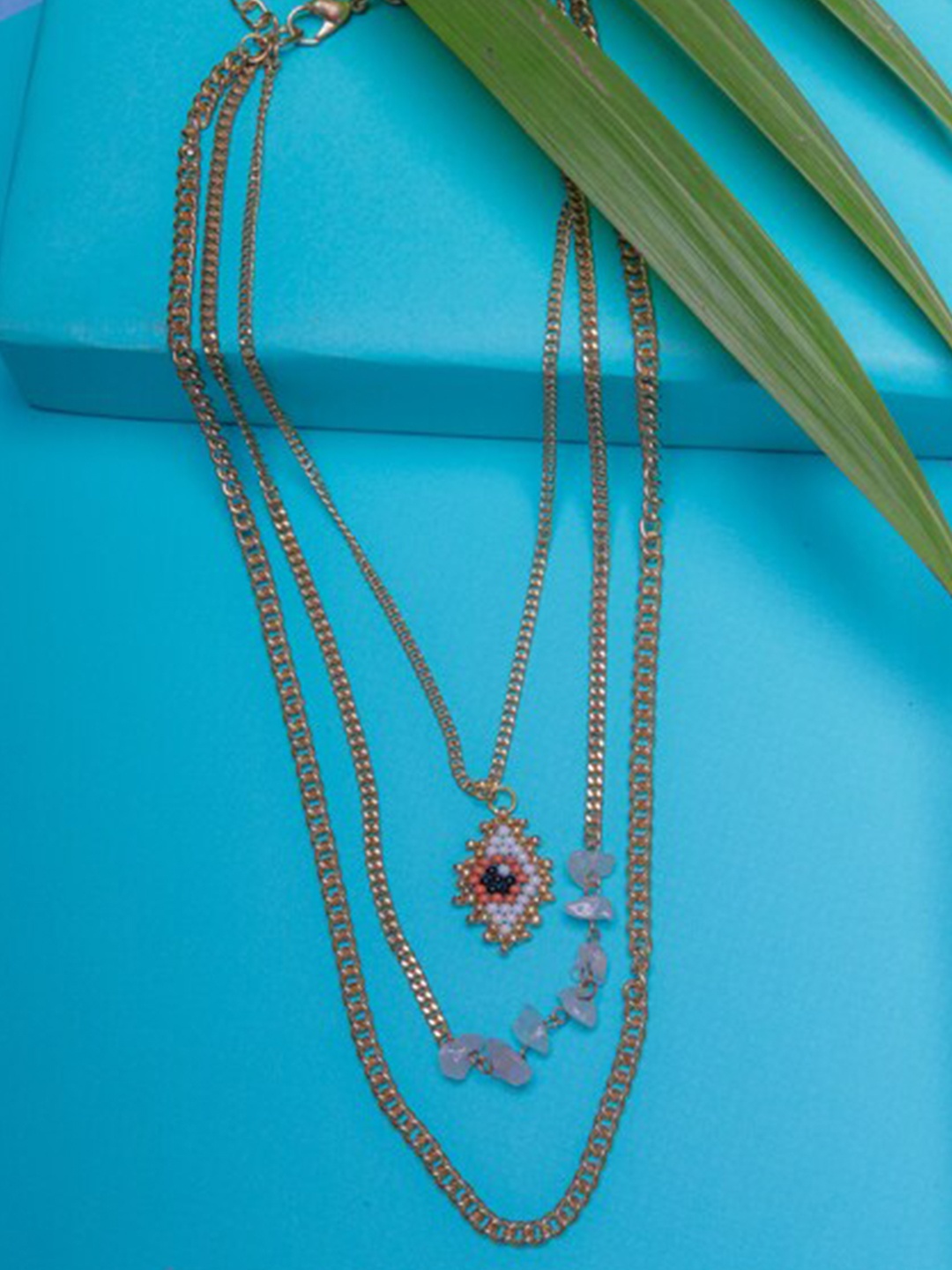 

DIVA WALK Rose Gold & White Brass Rose Gold-Plated Layered Necklace