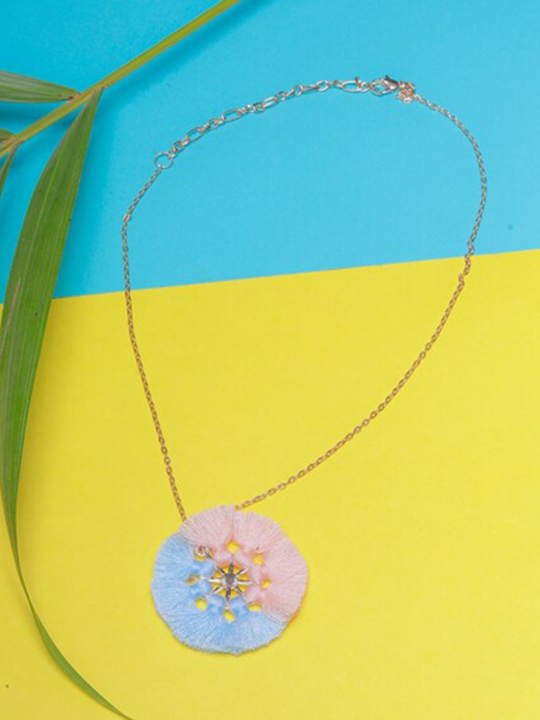 

DIVA WALK Gold-Toned & Pink Brass Gold-Plated Necklace