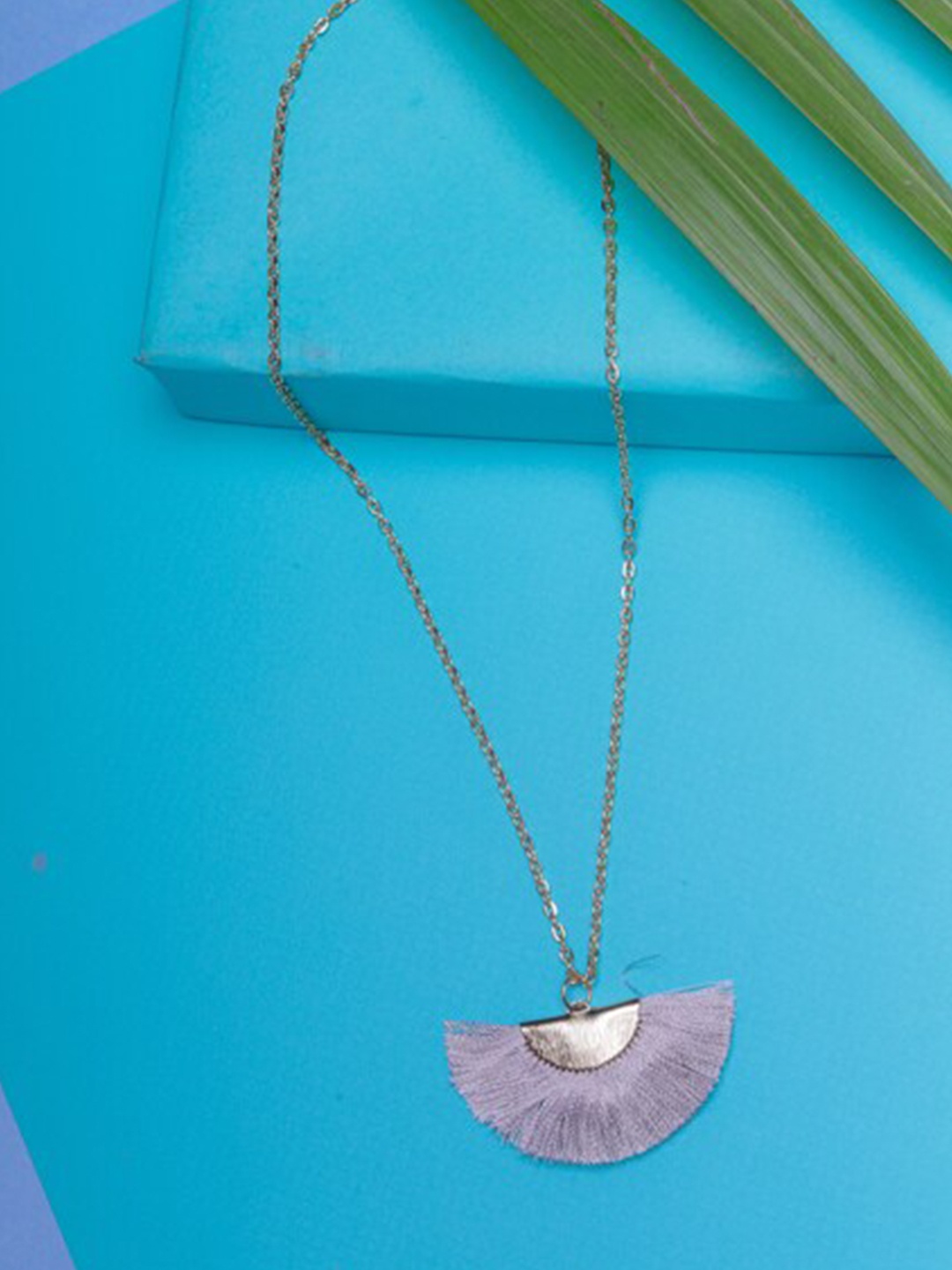 

DIVA WALK Gold-Toned & Grey Brass Gold-Plated Tasseled Necklace