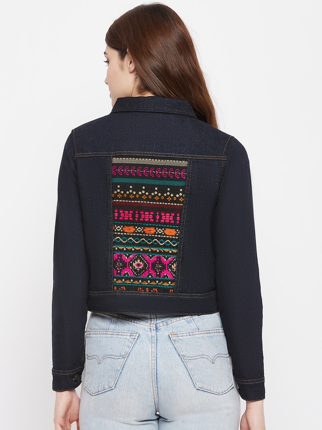 

Uptownie Lite Women Embroidered Denim Jacket, Black