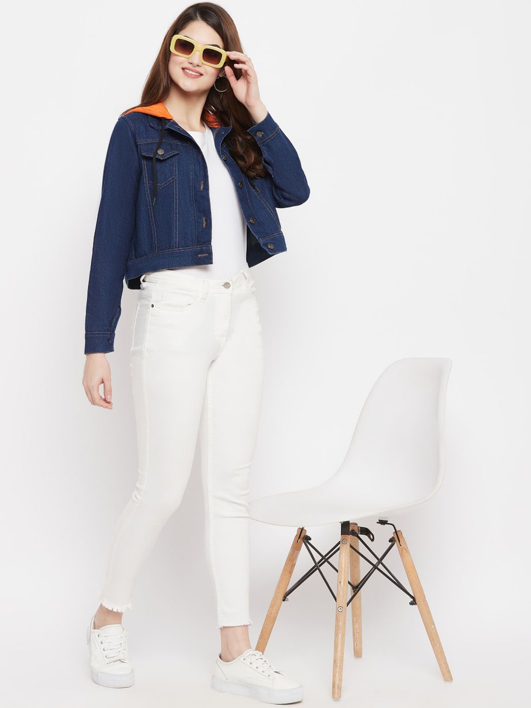

Uptownie Lite Women Hooded Denim Jacket, Navy blue