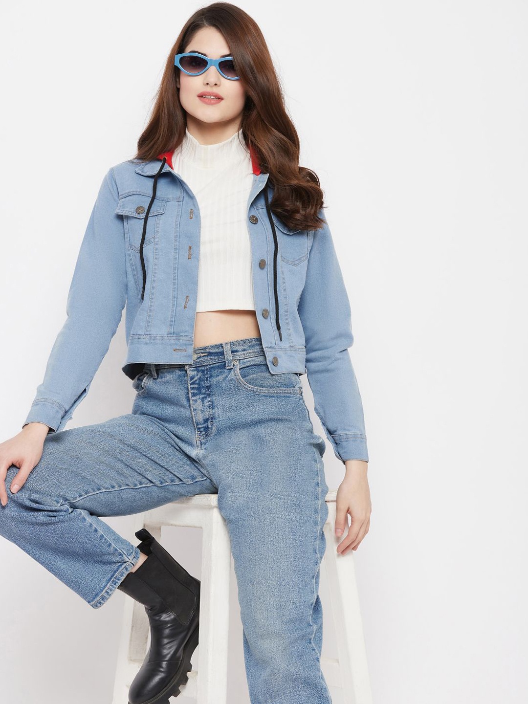 

Uptownie Lite Women Blue Hooded Denim Jacket